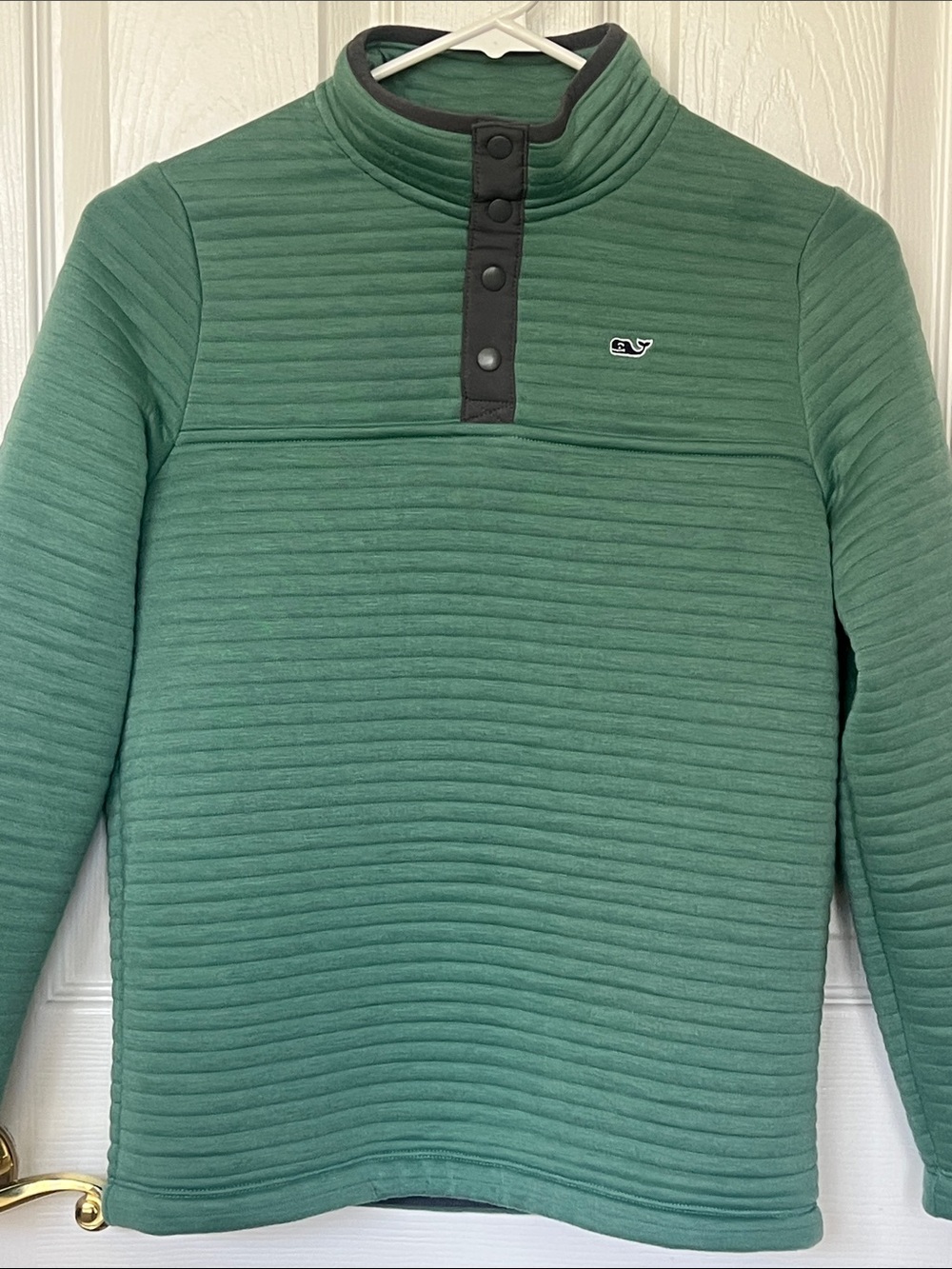 Vineyard Vines Boys Sz M Channel Snap Rib Pullover Seafoam Green